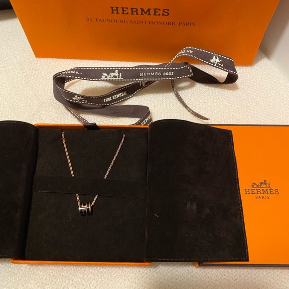 SOLD - Authentic Hermes Mini Pop H Rosegold and Black Pendant - Picture 6 of 6